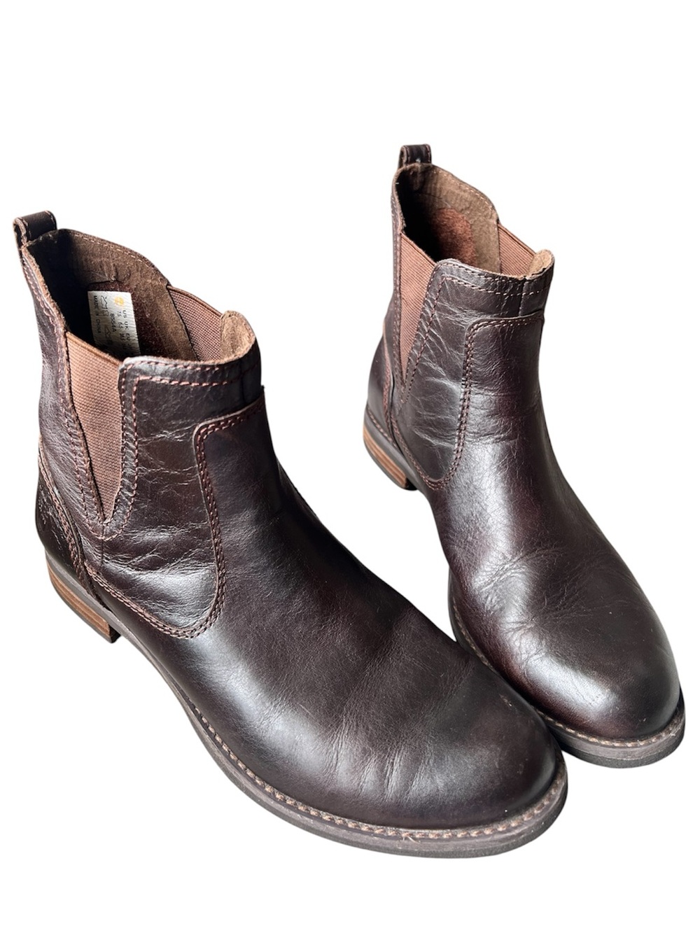 Timberland Women's Dark Brown Leather Chelsea Ankle Pull-On Boots Size 7.5